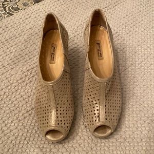 Paul Green gold peep toe platform booties